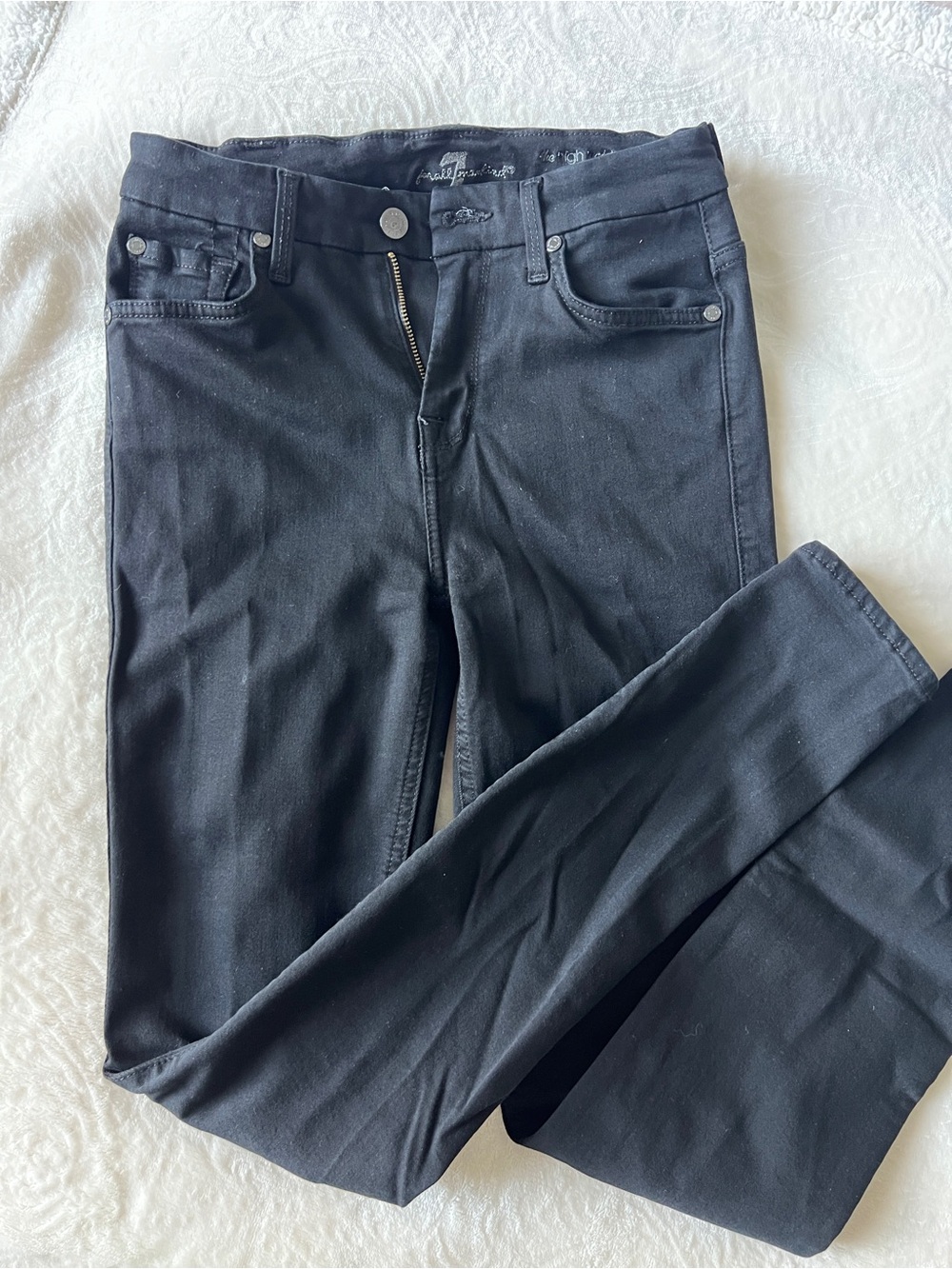 7 For All Mankind High Waist Skinny Jeans in black
